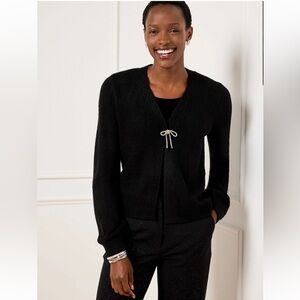 Talbots Black Cardigan with Bow Accent